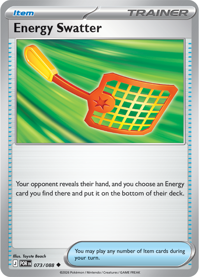 Pokémon Energy Swatter card with green and orange design on a blue border