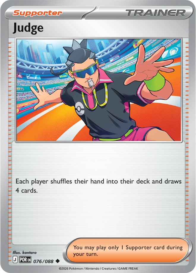 Pokémon trading card featuring a character labeled 'Judge' with game text.