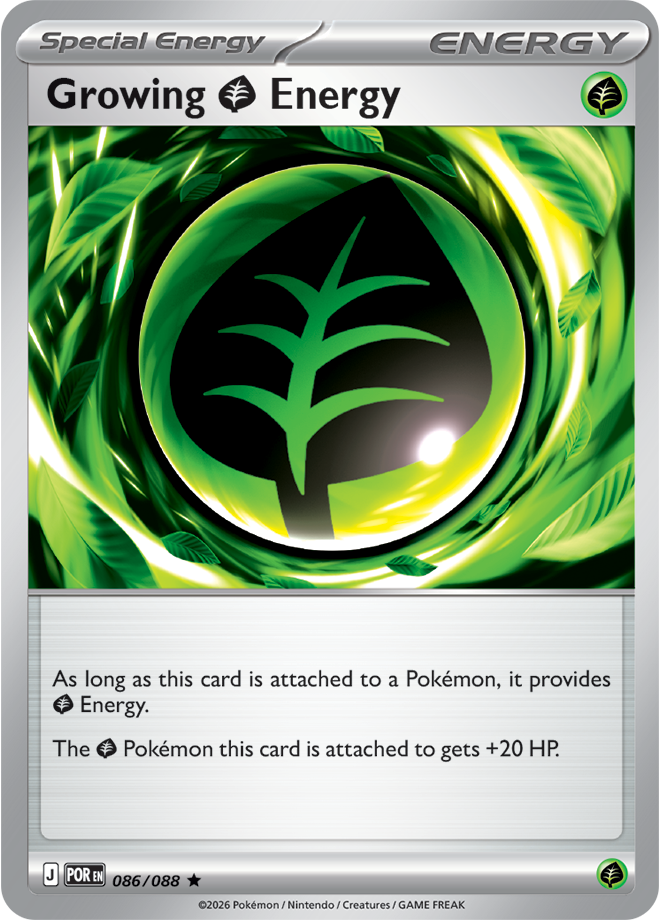 Pokémon trading card featuring a green energy symbol with text
