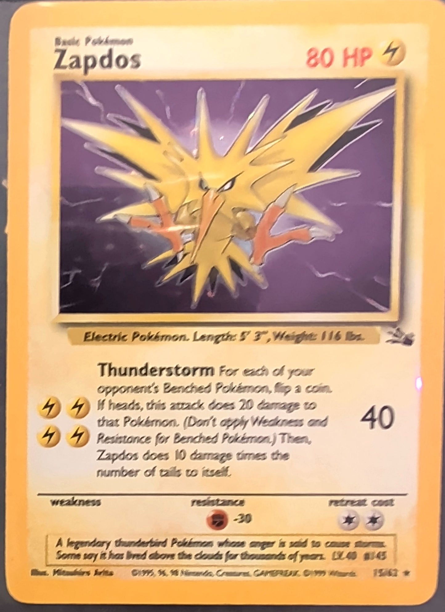 Zapdos (15) Holo Rare Fossil 15/62 MP