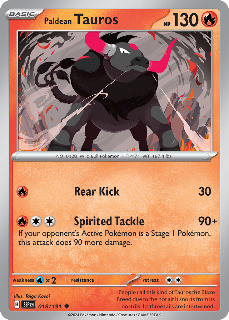 Pokemon Paldean Tauros Surging Sparks 018/191