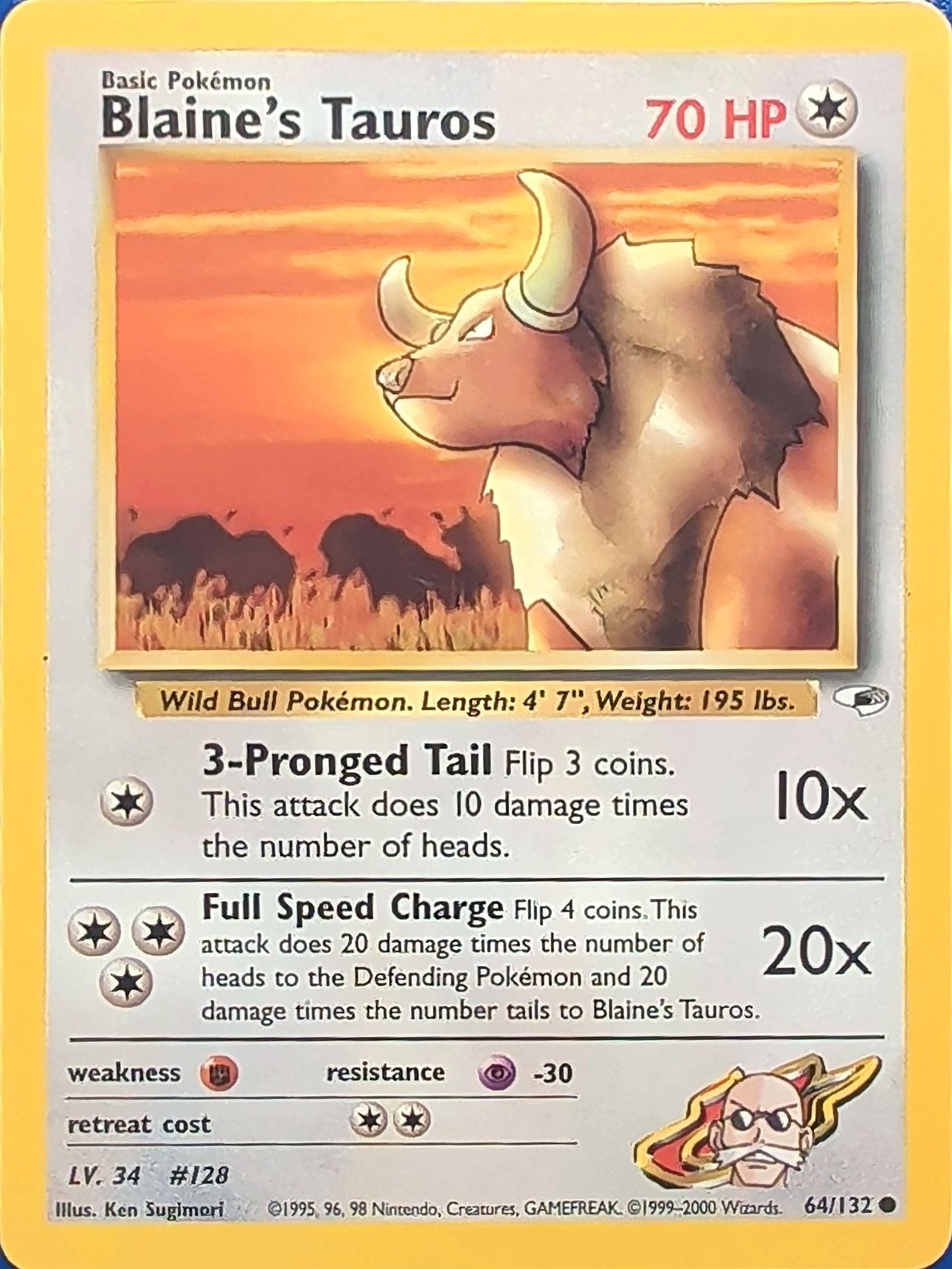 Blaine's Tauros Common Gym Heroes 064/132 MP