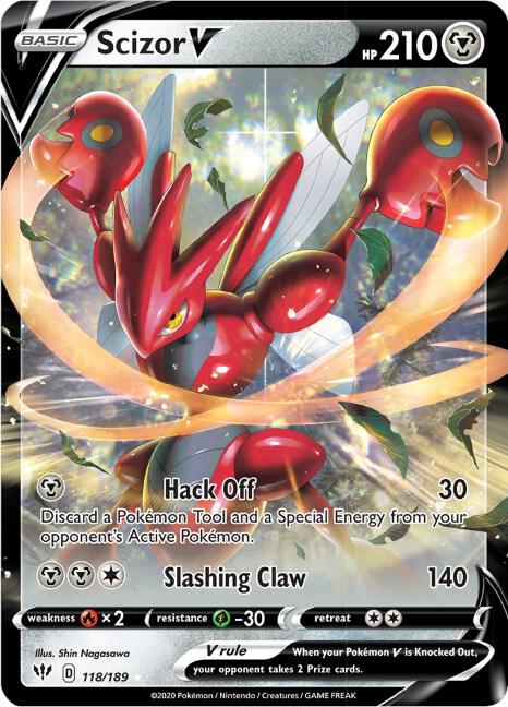 Scizor V Ultra Rare SWSH03: Darkness Ablaze 118/189 NM (Back)