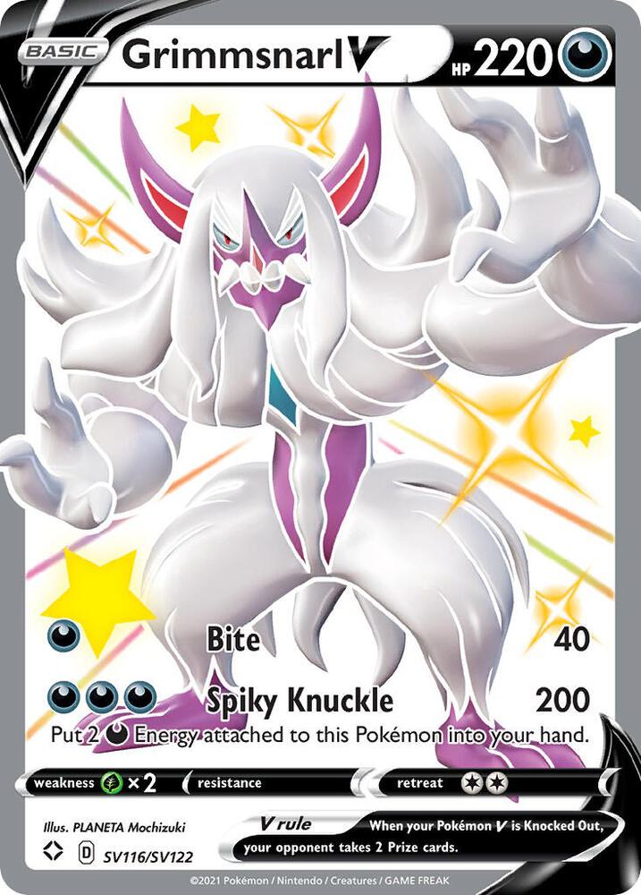 Grimmsnarl V Shiny Holo Rare Shining Fates: Shiny Vault SV116/SV122 MP (Back)