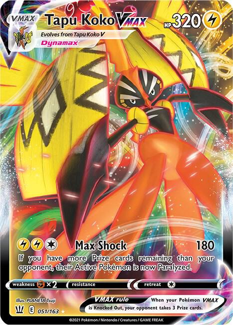 Tapu Koko VMAX Ultra Rare SWSH05: Battle Styles 051/163 NM (Back)