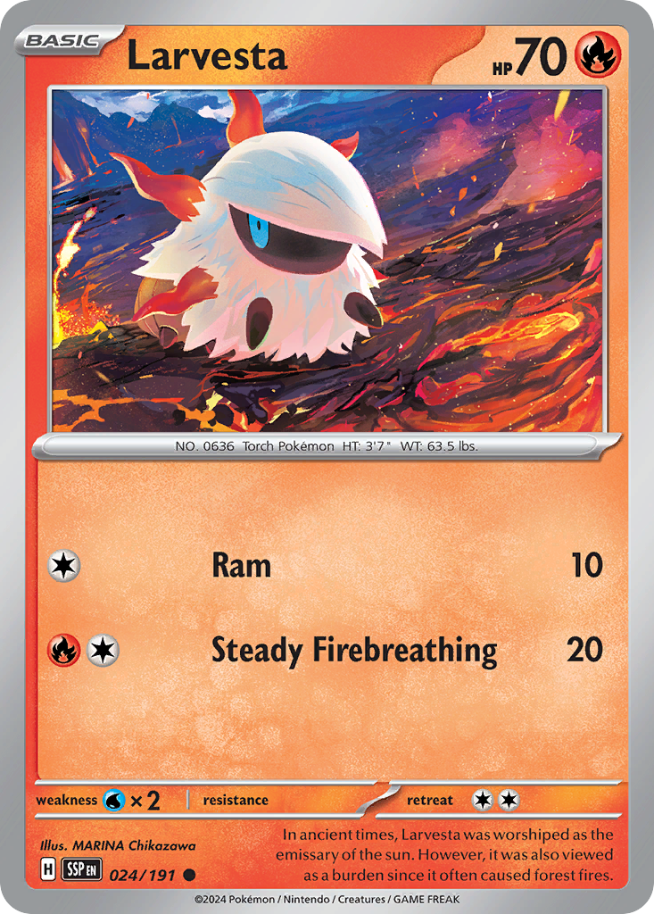 Pokemon Larvesta Surging Sparks 024/191