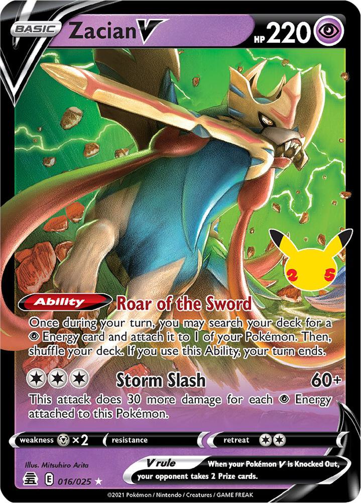 Zacian V Ultra Rare Celebrations 016/025 MP (Back)