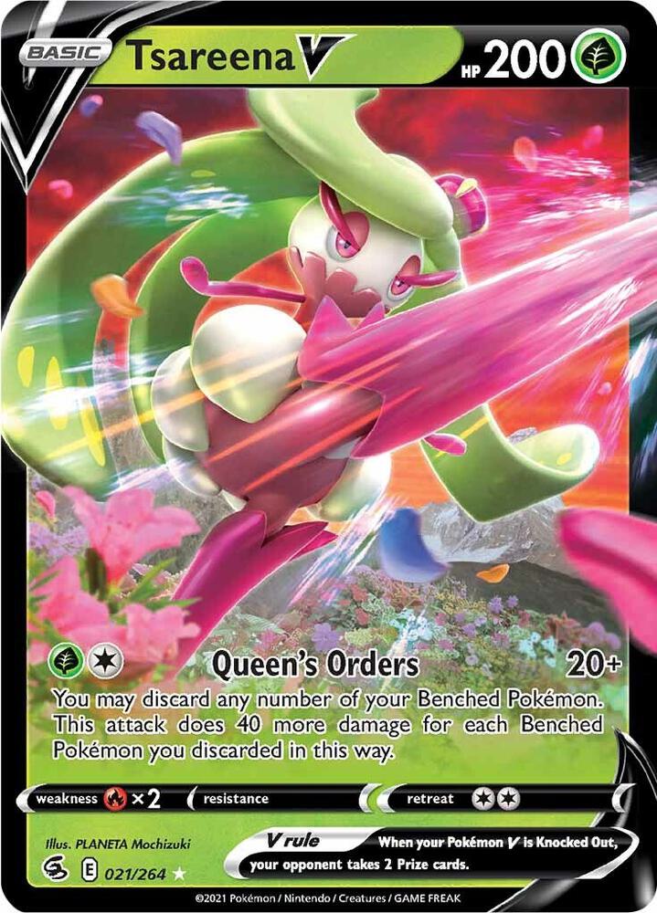 Tsareena V Ultra Rare SWSH08: Fusion Strike 021/264 MP (Back)