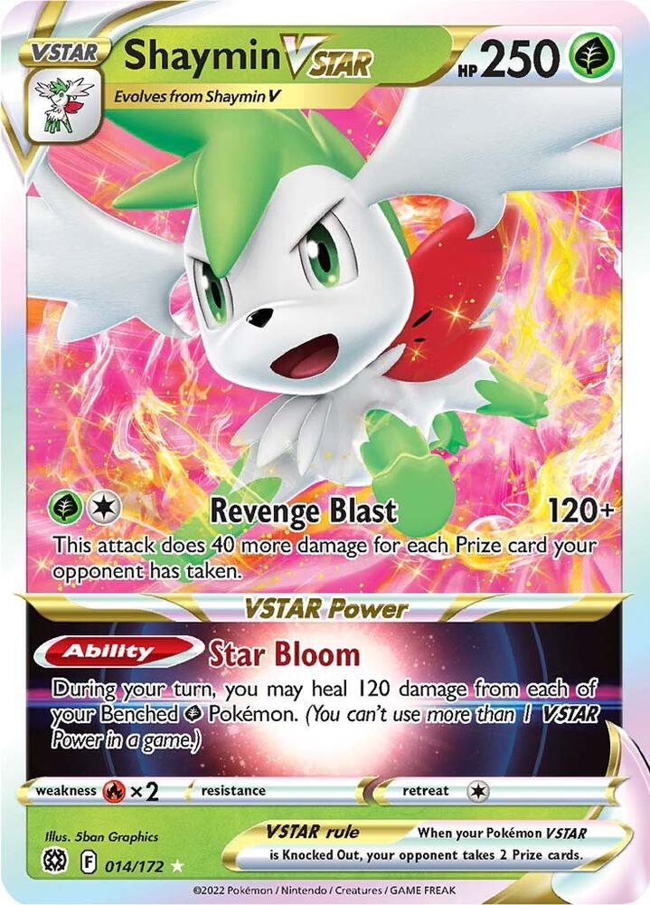 Shaymin VSTAR Ultra Rare SWSH09: Brilliant Stars 014/172 NM (Back)