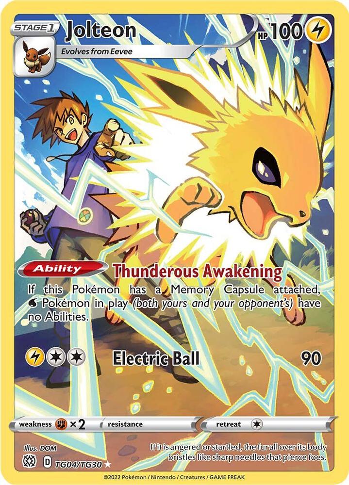 Jolteon Ultra Rare SWSH09: Brilliant Stars Trainer Gallery TG04/TG30 MP (Back)