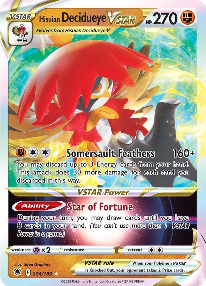 Hisuian Decidueye VSTAR Ultra Rare SWSH10: Astral Radiance 084/189 NM (Back)