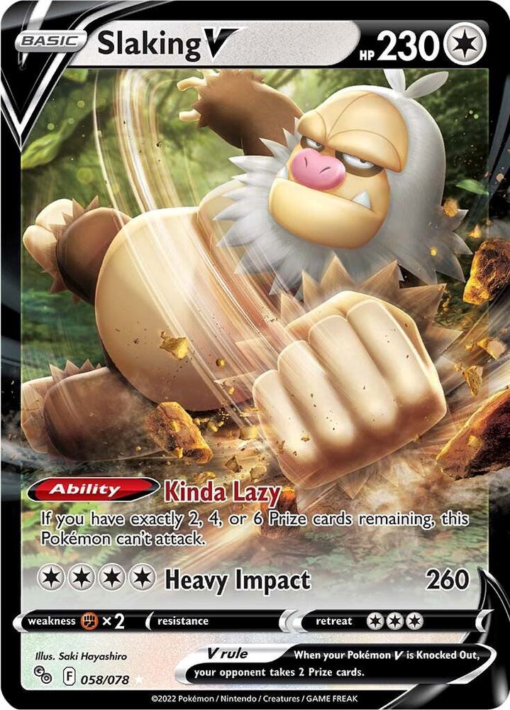 Slaking V Ultra Rare Pokemon GO 058/078 MP (Back)
