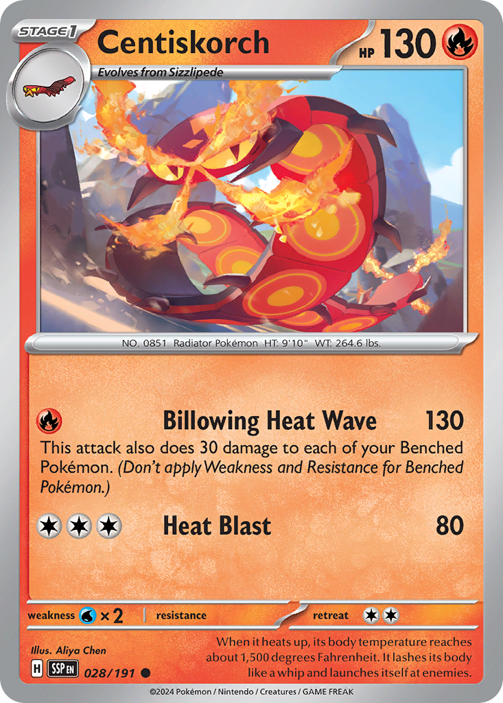 Pokemon Centiskorch Surging Sparks 028/191