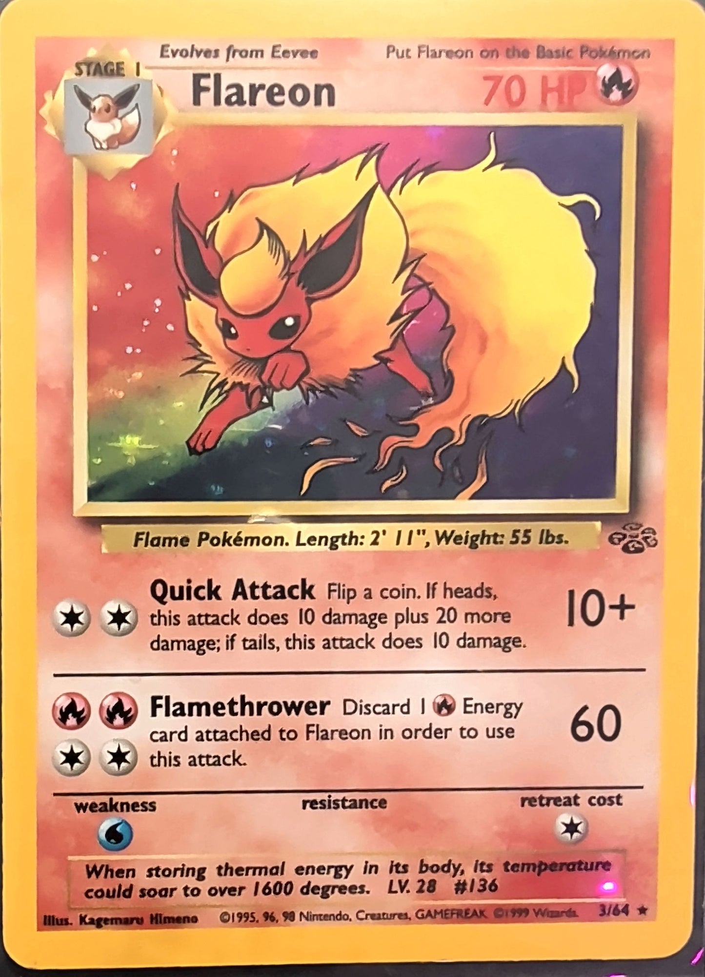 Flareon (3) Holo Rare Jungle 03/64 MP