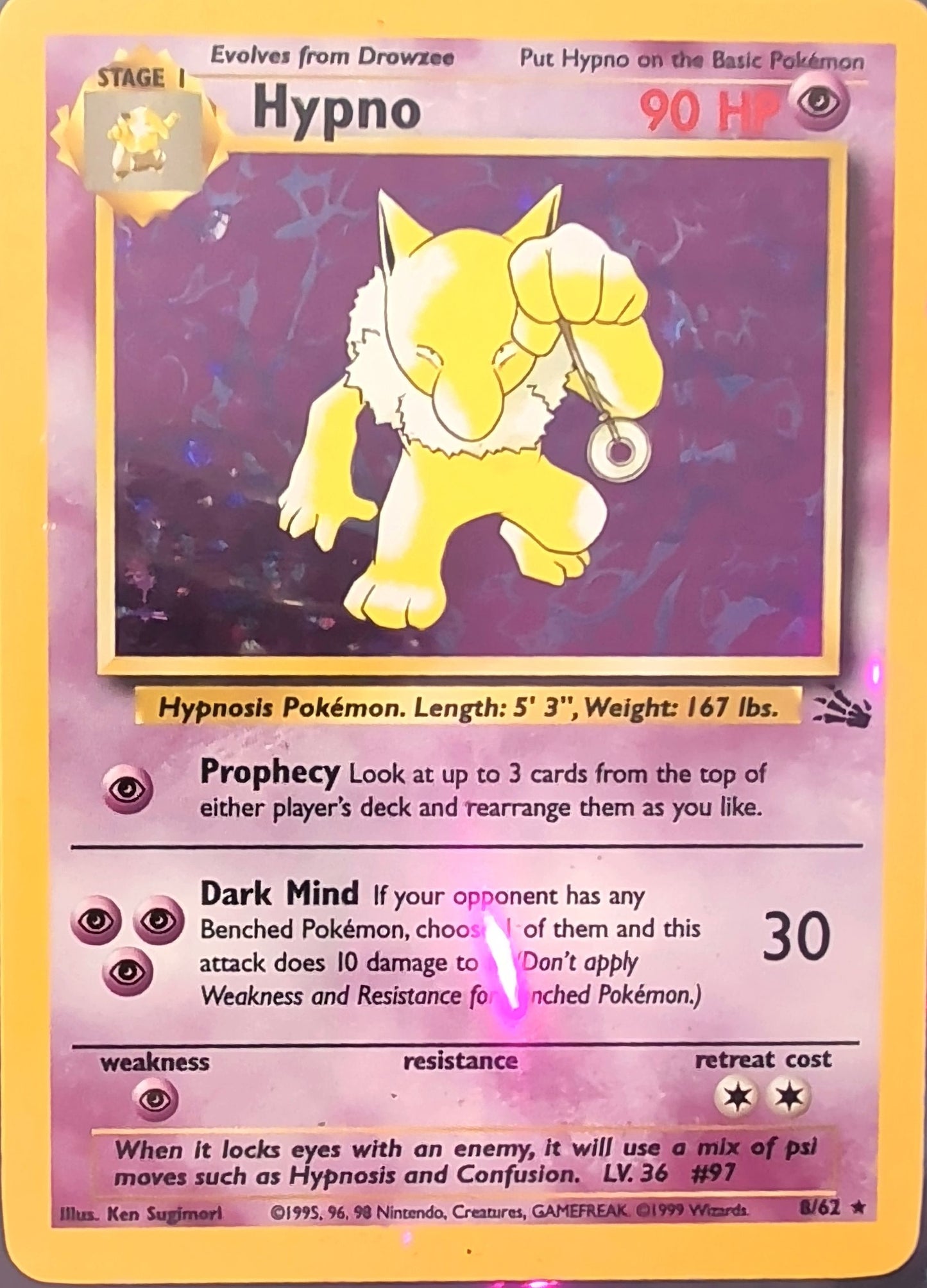 Hypno (8) Holo Rare Fossil 08/62 MP