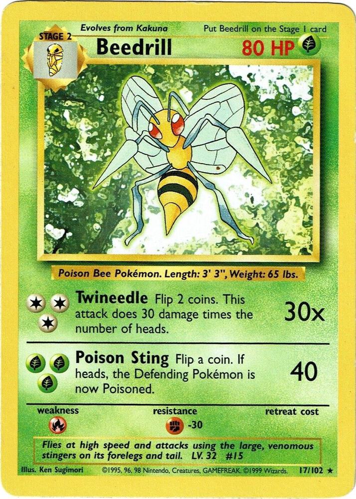 Beedrill Rare Base Set 017/102 MP (Back)