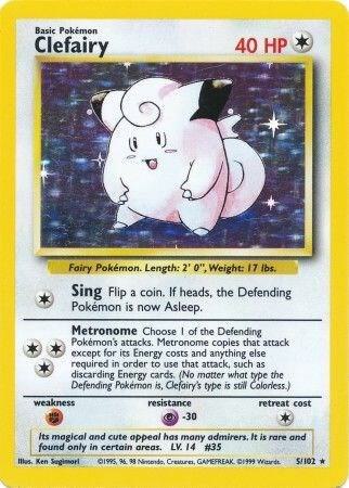 Clefairy Holo Rare Base Set 005/102 MP (Back)