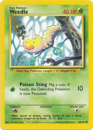 Weedle Common Base Set 069/102 MP (Back)