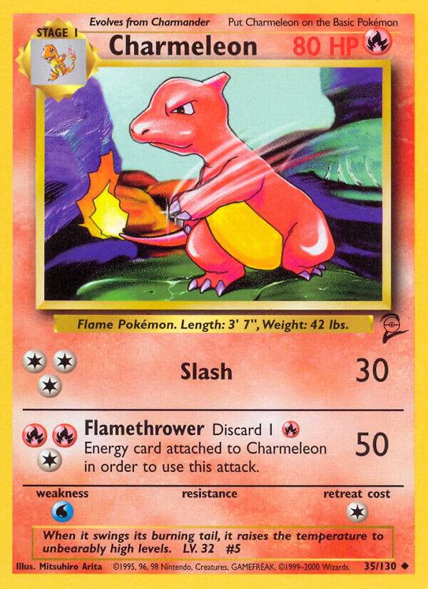 Charmeleon Uncommon Base Set 2 035/130 MP (Back)