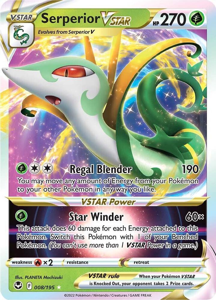 Serperior VSTAR Ultra Rare SWSH12: Silver Tempest 008/195 NM (Back)