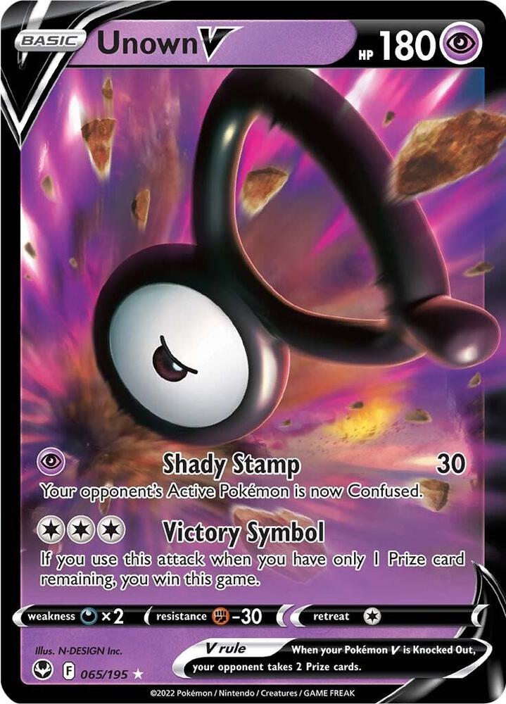 Unown V Ultra Rare SWSH12: Silver Tempest 065/195 NM (Back)