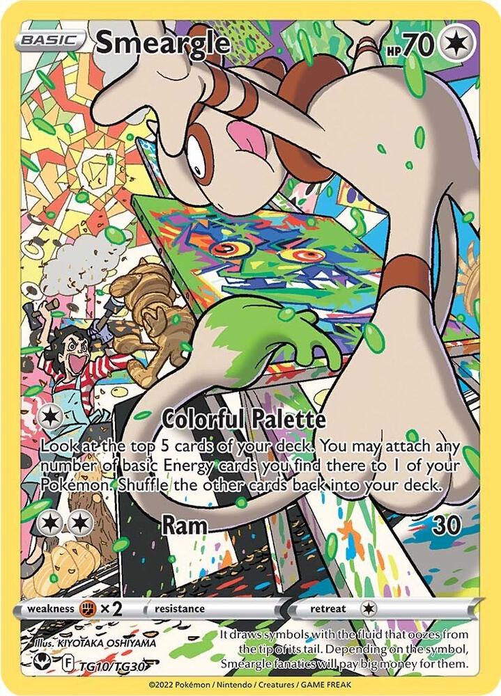 Smeargle Ultra Rare SWSH12: Silver Tempest Trainer Gallery TG10/TG30 MP (Back)