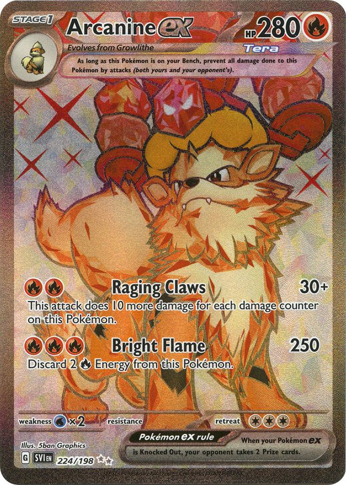 Arcanine ex - Ultra Rare SV01: Scarlet & Violet Base Set 224/198 MP (Back)