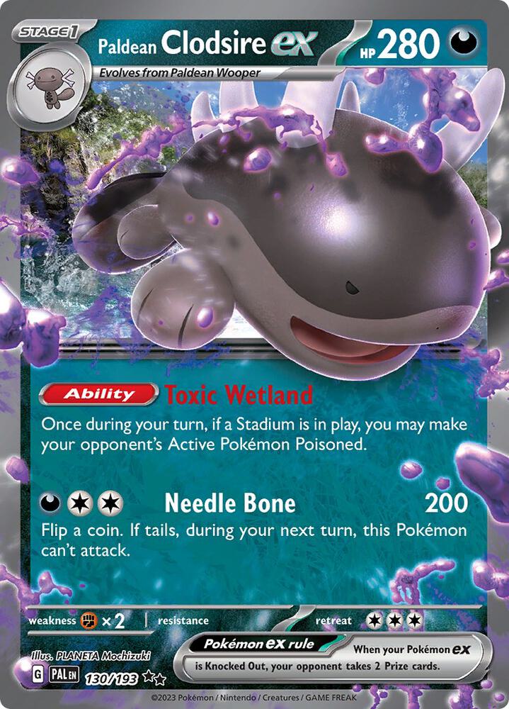 Paldean Clodsire ex Double Rare SV02: Paldea Evolved 130/193 MP (Back)