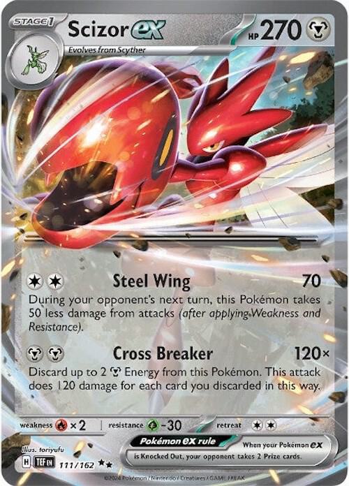 Scizor ex Double Rare SV05: Temporal Forces 111/162 MP (Back)