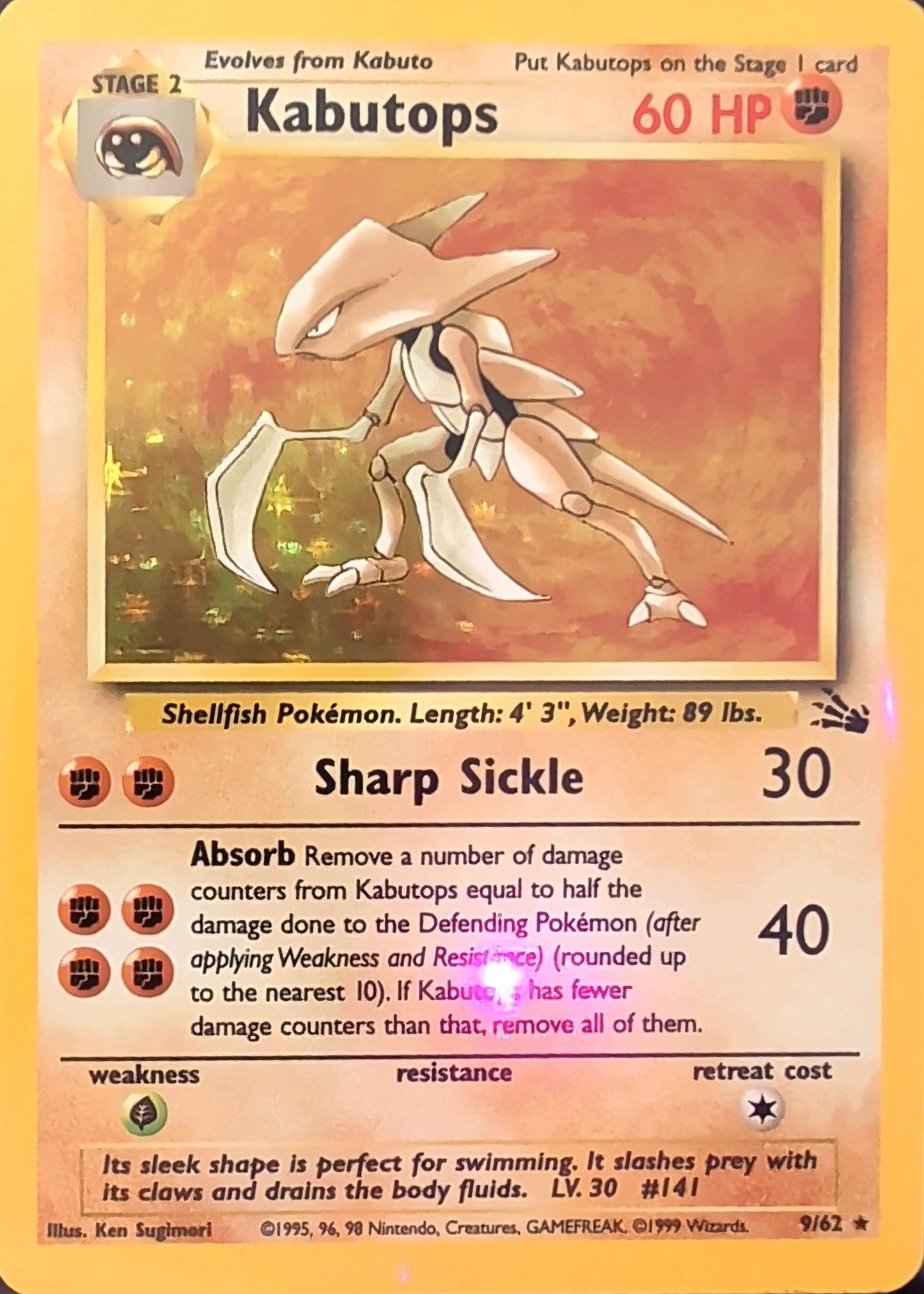 Kabutops (9) Holo Rare Fossil 09/62 MP