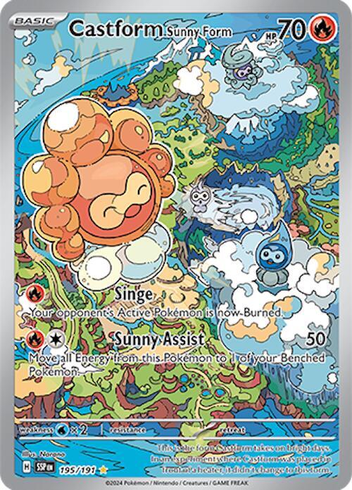 Castform Sunny Form Illustration Rare SV08: Surging Sparks 195/191 MP (Back)