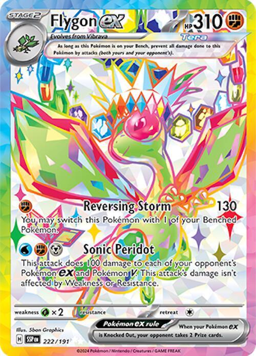 Flygon ex Ultra Rare SV08: Surging Sparks 222/191 NM (Back)