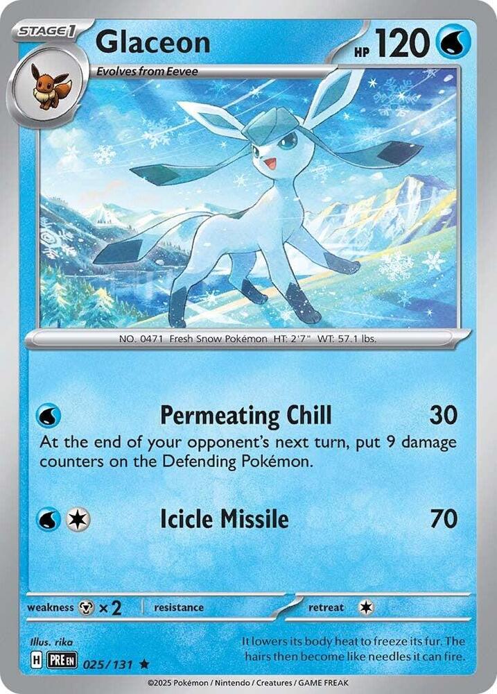 Glaceon Rare SV: Prismatic Evolutions 025/131 MP (Back)