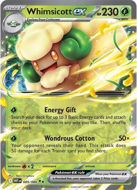 Whimsicott ex Double Rare SV: White Flare 005/086 MP (Back)