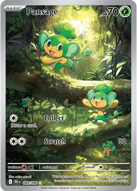 Pansage - Illustration Rare SV: Black Bolt 089/086 MP (Back)