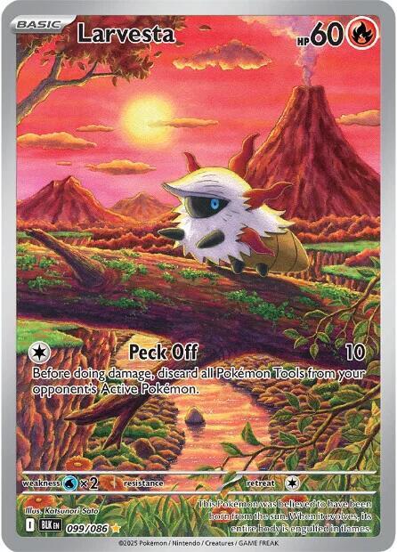 Larvesta Illustration Rare SV: Black Bolt 099/086 MP (Back)