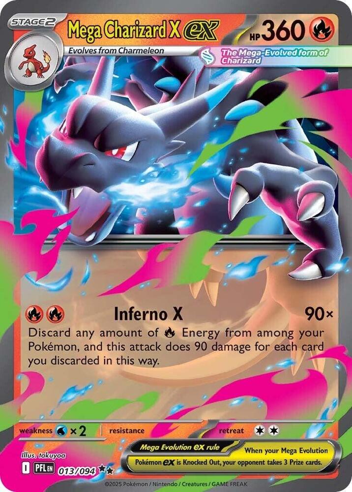 Mega Charizard X ex - Double Rare ME02: Phantasmal Flames 013/094 MP (Back)