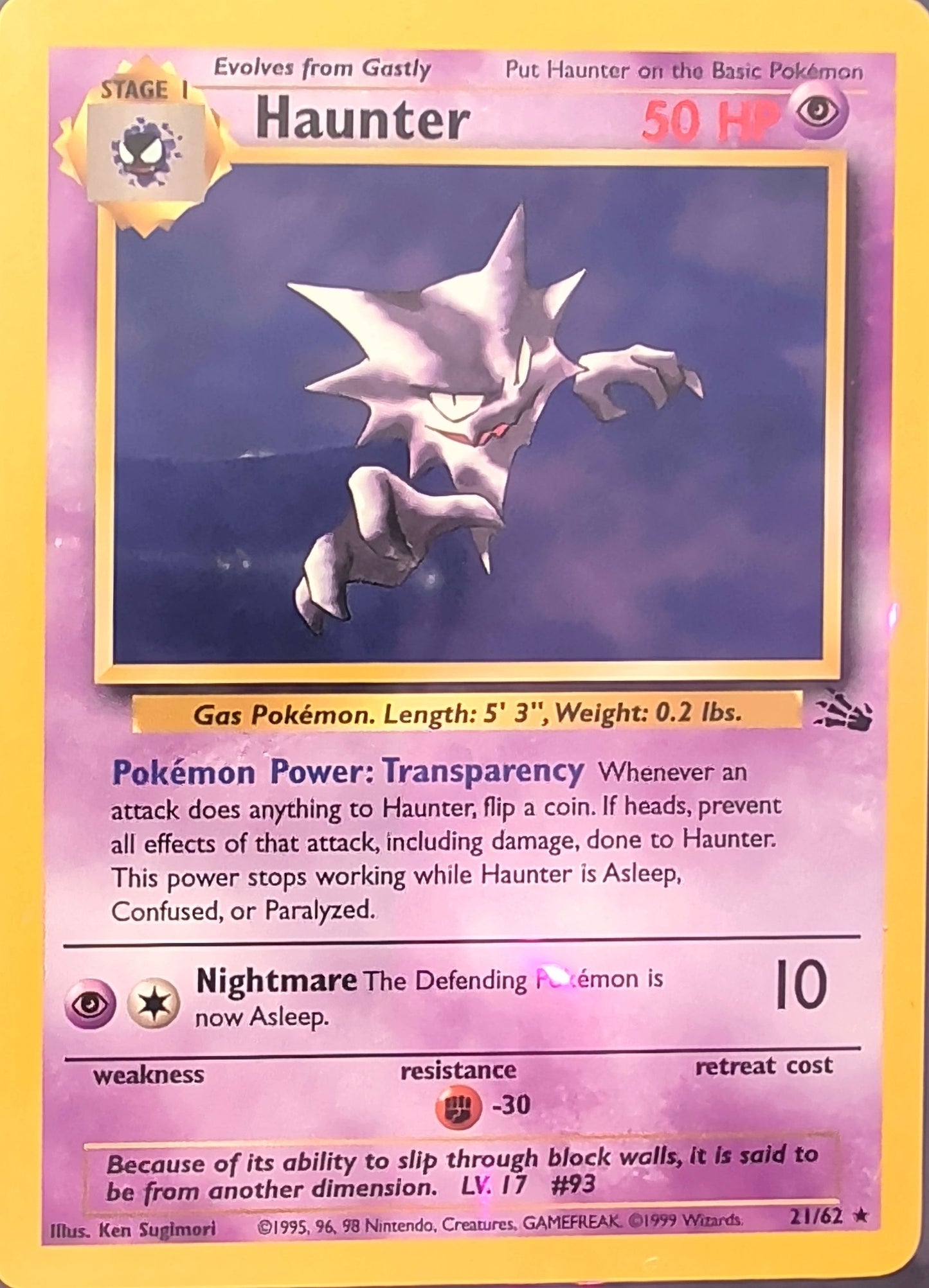 Haunter (21) Rare Fossil 21/62 MP