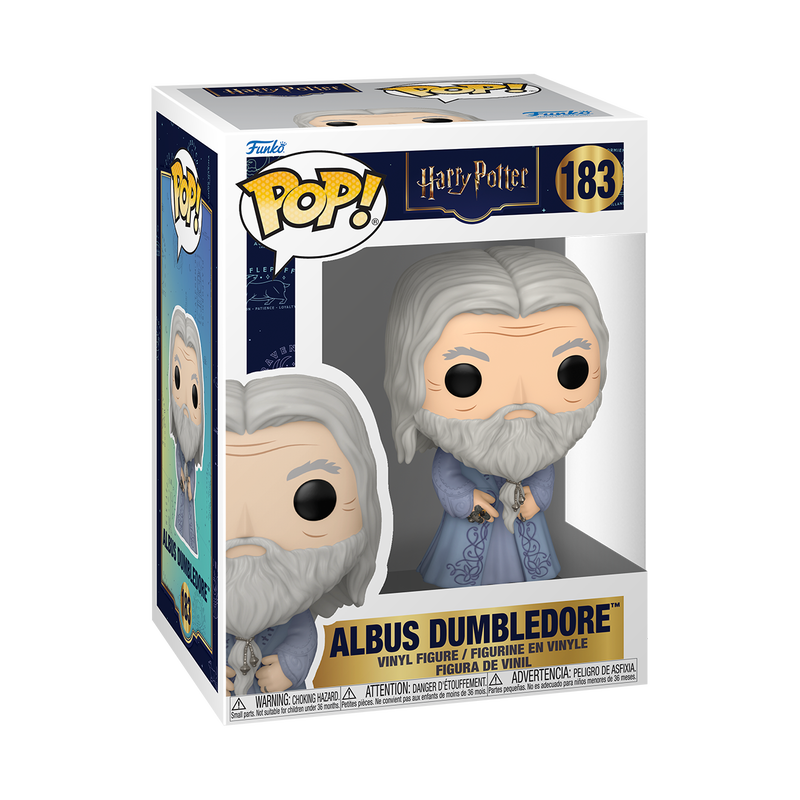 Funko Pop! vinyl figure of Albus Dumbledore in packaging with visible branding.