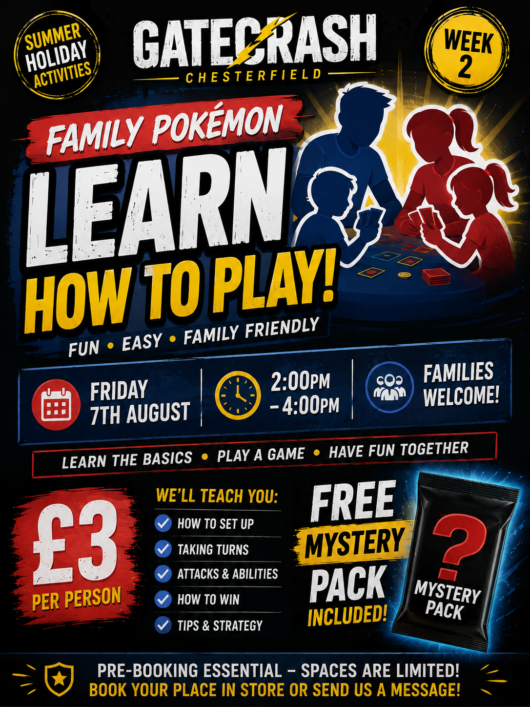 Learn How To Play Pokemon Friday 7th August £3 Ticket x1