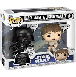 Funko Pop! Star Wars Darth Vader and Luke Skywalker figures in packaging