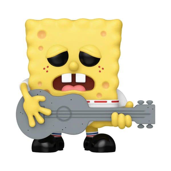SpongeBob SquarePants character holding a guitar on a white background