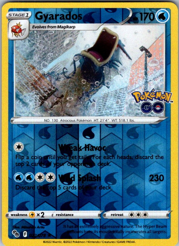 Gyarados Holo Rare Pokemon GO 022/078 MP (Back)