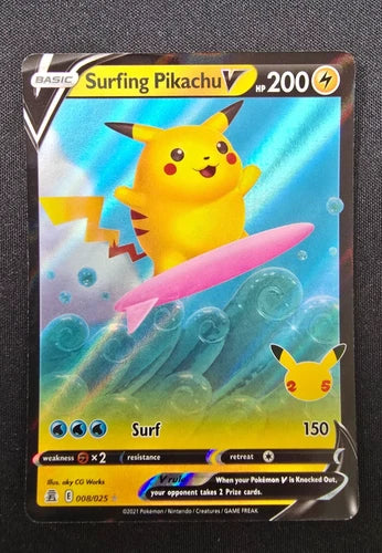 Pokemon Surfing Pikachu V Celebrations 008/025