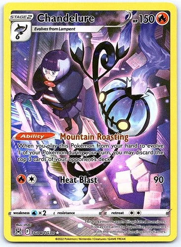 Pokemon Chandelure Lost Origin TG04/TG30 Trainer Gallery Rare Holo