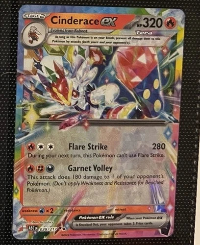 Pokemon Cinderace ex Ascended Heroes 038/217 Double Rare