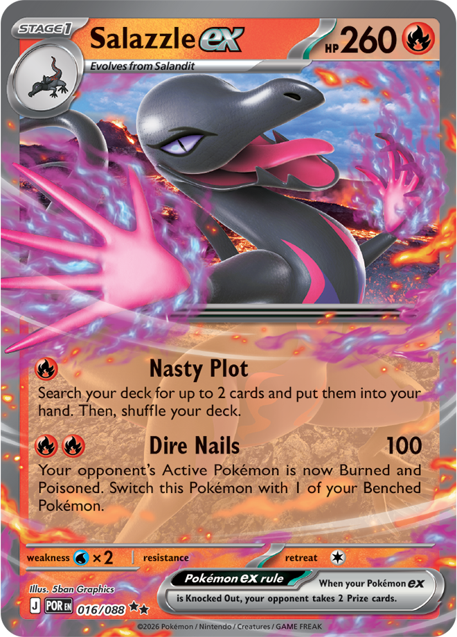 Pokémon trading card featuring Salazzle EX with detailed artwork and text.