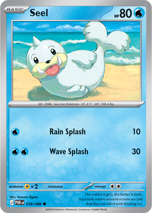 Pokémon trading card featuring a white creature with blue accents on a blue background