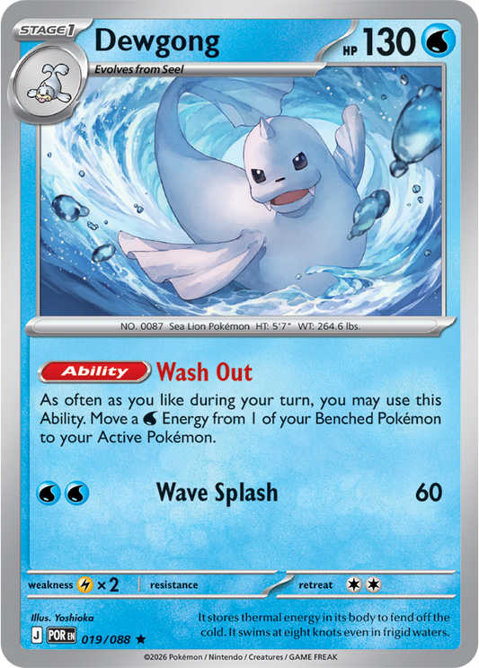 Pokémon trading card featuring Dewgong with blue and white design