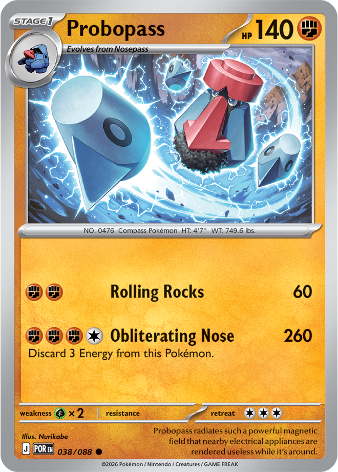 Pokémon trading card featuring Probopass with blue and red elements